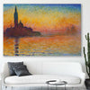 Classic wall art and canvas print of San Giorgio Claude Monet on a stretched canvas displayed in a room