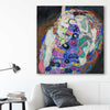 Classic wall art and canvas print of The Virgin Gustav Klimt on a stretched canvas displayed in a room
