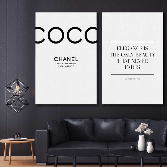 Elegance Beauty Pair stretched canvas displayed in a room - part of our high quality fashion canvas wall art and prints collection