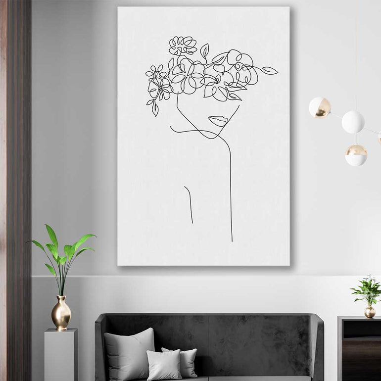 Floral Beauty One stretched canvas displayed in a room - part of our high quality fashion canvas wall art and prints collection
