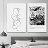 Grey Flowers Pair stretched canvas displayed in a room - part of our high quality fashion canvas wall art and prints collection