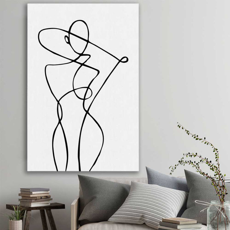Minimalist Pose stretched canvas displayed in a room - part of our high quality fashion canvas wall art and prints collection