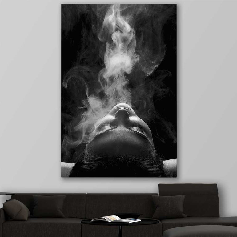 Smoke Haze stretched canvas displayed in a room - part of our high quality fashion canvas wall art and prints collection