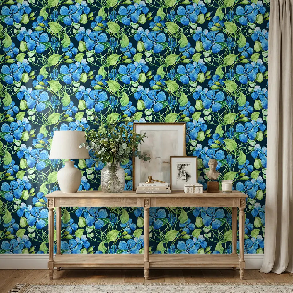 Indigo Bloom Wallpaper