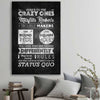 Inspirational wall art print of Crazy Ones on a stretched canvas displayed in a room