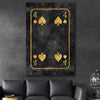 Inspirational wall art print of Four of Spades on a stretched canvas displayed in a room