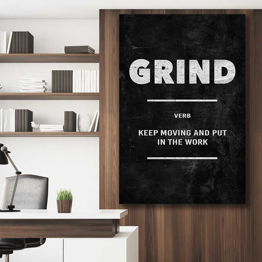 Grind Definition stretched canvas displayed in a room - part of our high quality fashion canvas wall art and prints collection