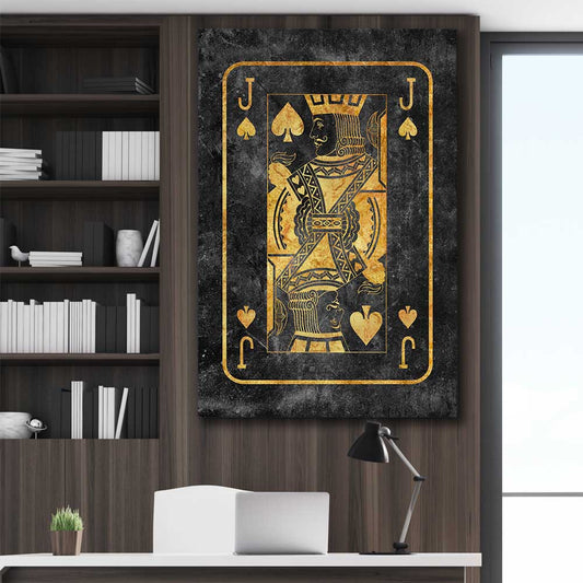 Jack of Spades stretched canvas displayed in a room - part of our high quality fashion canvas wall art and prints collection