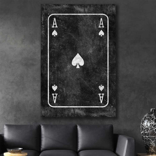 Inspirational wall art print of Marble Ace on a stretched canvas displayed in a room