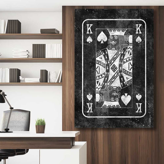 Inspirational wall art print of Marble King on a stretched canvas displayed in a room