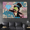 Inspirational wall art print of Moneybags Diamond on a stretched canvas displayed in a room