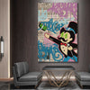 Moneybags Graffiti stretched canvas displayed in a room - part of our high quality fashion canvas wall art and prints collection