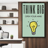 Inspirational wall art print of Think Big on a stretched canvas displayed in a room