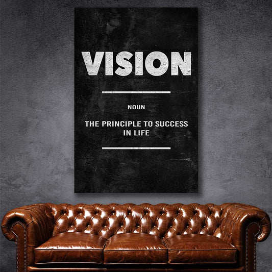 Vision Definition stretched canvas displayed in a room - part of our high quality fashion canvas wall art and prints collection