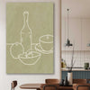 Green Bottle stretched canvas displayed in a room is a colourful and stylish canvas wall art and print suited for the kitchen area