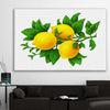 Lemon Botanical stretched canvas displayed in a room is a colourful and stylish canvas wall art and print suited for the kitchen area