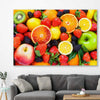 Vibrant Fruit Medley stretched canvas displayed in a room is a colourful and stylish canvas wall art and print suited for the kitchen area