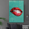 Candy Pop stretched canvas displayed in a room - part of our high quality canvas lips wall art collection