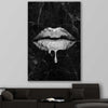 Darkened Lust stretched canvas displayed in a room - part of our high quality canvas lips wall art collection
