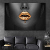 Dripping Elegance stretched canvas displayed in a room - part of our high quality canvas lips wall art collection