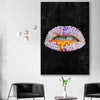 Purple Diamonds stretched canvas displayed in a room - part of our high quality canvas lips wall art collection