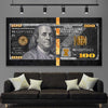 Money wall art print of Franklin Reserve on a stretched canvas displayed in a room
