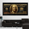 Money wall art print of Golden Bill on a stretched canvas displayed in a room