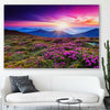 Floral print of Carpathian Mountain Bloom on a stretched canvas displayed in a room