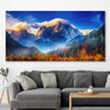 Floral print of Julian Alps Triglav Peak on a stretched canvas displayed in a room