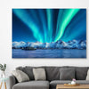 Floral print of Lofoten Aurora Norway on a stretched canvas displayed in a room