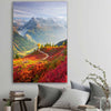 Floral print of Mont Blanc Autumn Valley on a stretched canvas displayed in a room