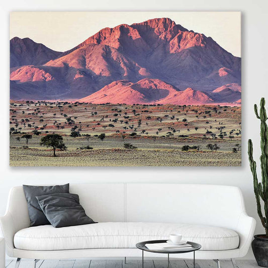 Floral print of Namib Rand Desert on a stretched canvas displayed in a room
