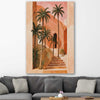 Floral print of Palm House on a stretched canvas displayed in a room