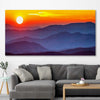 Floral print of Smoky Mountains Sunset on a stretched canvas displayed in a room