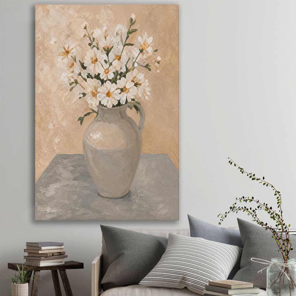 Floral print of Spring Bouquet on a stretched canvas displayed in a room