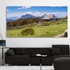 Floral print of Victorian Alps Craigs Hut on a stretched canvas displayed in a room