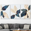 Floral print of Botanic Blue Set on a stretched canvas displayed in a room