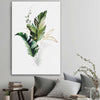 Floral print of Botanic Gold One on a stretched canvas displayed in a room