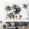 Floral print of Bright Palm Skies on a stretched canvas displayed in a room