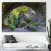 Floral print of Broumovske Steny Arch on a stretched canvas displayed in a room