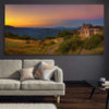 Floral print of Craigs Hut Victorian Alps on a stretched canvas displayed in a room
