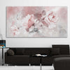Floral print of Delicate Pink Rose on a stretched canvas displayed in a room