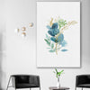 Floral print of Eucalyptus Bunch One on a stretched canvas displayed in a room