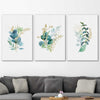 Floral print of Eucalyptus Bunch Set on a stretched canvas displayed in a room