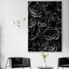 Floral print of Hidden Roses on a stretched canvas displayed in a room