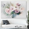 Floral print of Light Poppy Flowers on a stretched canvas displayed in a room
