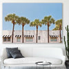 Floral print of South Miami Palms on a stretched canvas displayed in a room