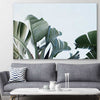 Floral print of Tropical Banana Palm on a stretched canvas displayed in a room