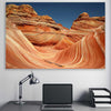 Floral print of Vermilion Cliffs on a stretched canvas displayed in a room