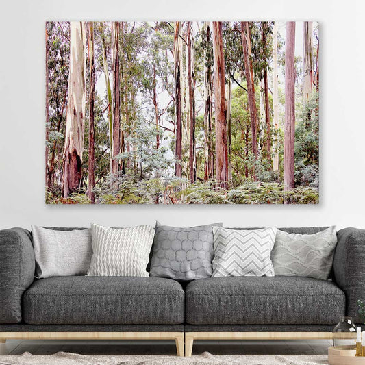 Floral print of Victorian Forest on a stretched canvas displayed in a room